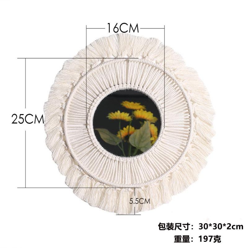 Bohemia Mirror White/Brown Tapestry Makeup Mirror Bedside Bedroom Entrance Hotel Home Decoration Wall Hanging