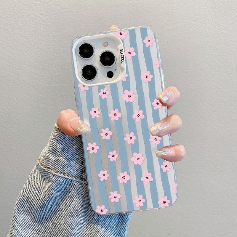 New Vertical Stripe Small Flowers Laser Phone Case For Samsung Galaxy S26 Ultra S23 S24 S25 S22 S21 S20 Plus FE A35 A55 Cover