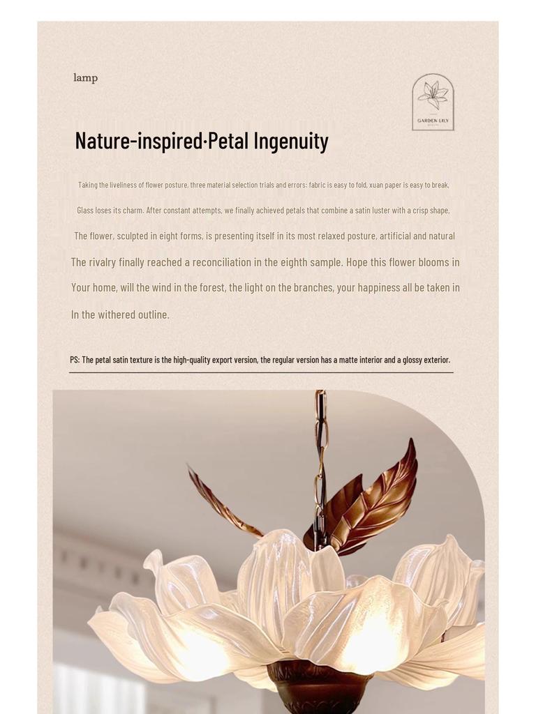 Vintage French Petal Chandelier - Zen-Inspired Song Dynasty Aesthetic for Living Room or Restaurant