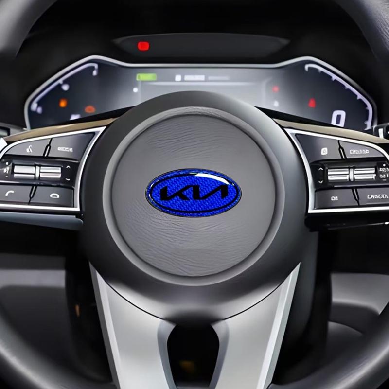 Koolstofvezel Auto Stuurwiel Embleem Sticker Badge Voor KIA K2 K3 K5 KX5 Sportage GT R Stinger Rio Optima Sorento Forte Soul