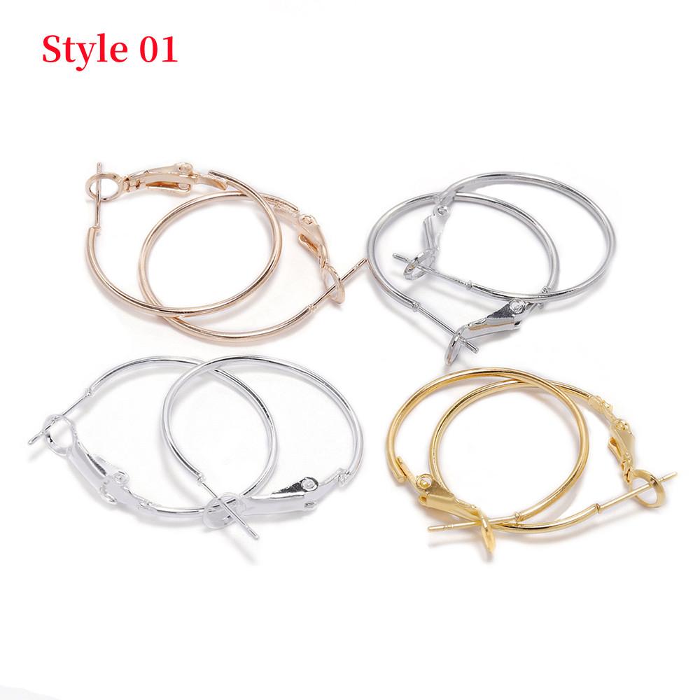 10-50pcs/lot 20 25 30 35 40 mm Hoops Earring Big Circle Hanging Earrings Findings For DIY Jewelry Making Accessories Supplies