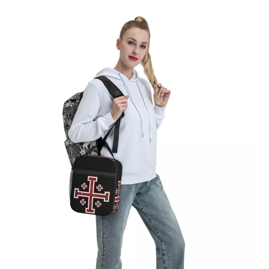 Jerusalem Cross Medieval Knights Cross Crusader Insulated Lunch Bag for Kids School Cooler Thermal Food Box Tote Lunch Boxes