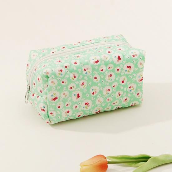 Cute Cherry Makeup Pouch Small Quilted Cosmetic Organizer Aesthetic Puffy Travel Toiletry Bag Cotton Pencil Purse with Zipper for Women Girls