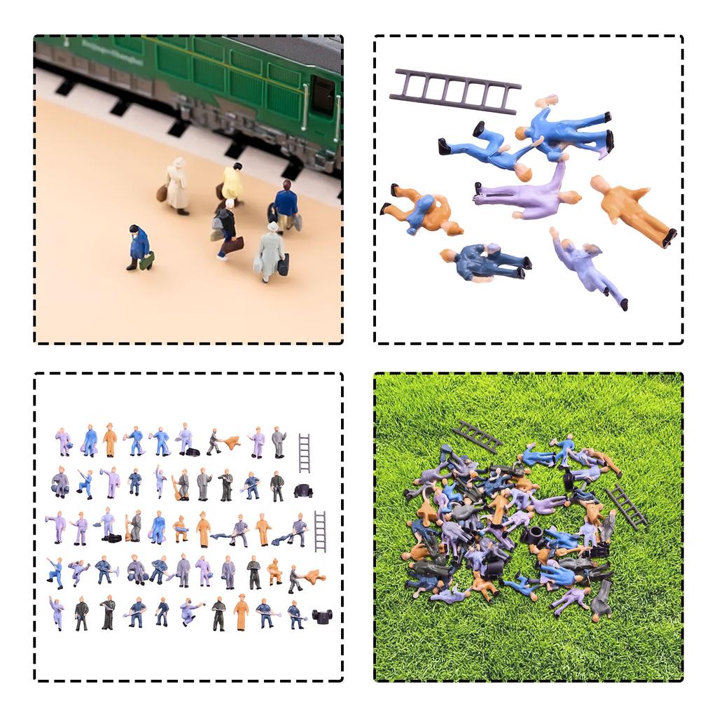 50-pcs 1:87 HO Scale Railway Model Worker Well Painted Figures With Bucket Ladder For Railway And Building Layout For DIY