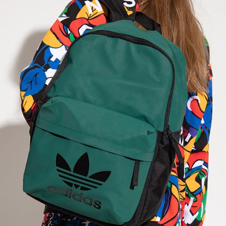 Adidas Originals Adicolor Archive Series Casual Sports Logo Print Zipper TPU Backpack Unisex Backpack Green HE9804