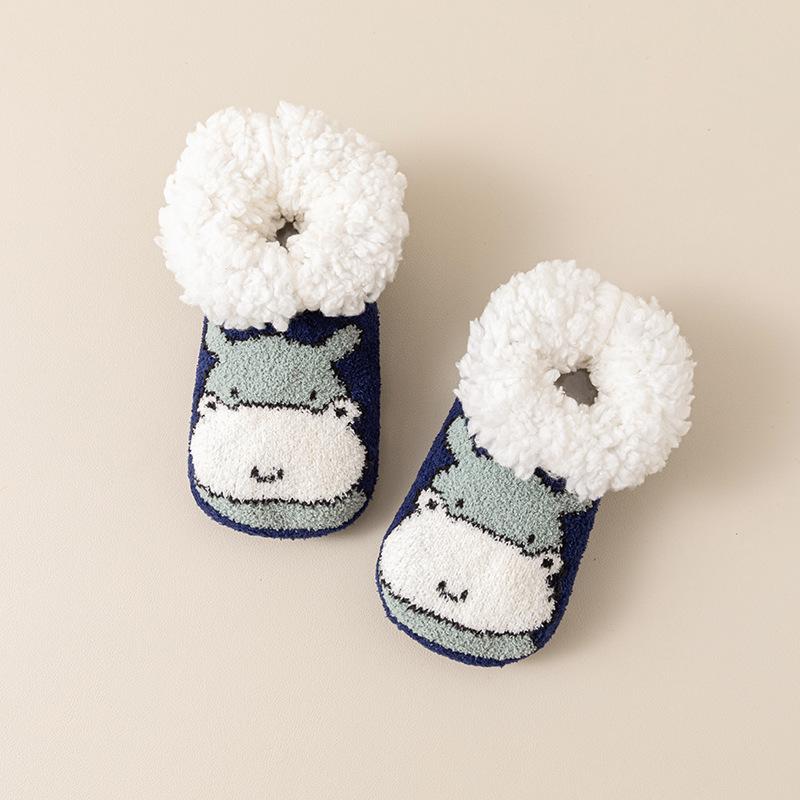 Non-Slip Baby Sock Winter Thermal House Slippers Warm Plush Indoor Floor Crib Shoes for Toddler Infant Boy Girl Learning To Walk
