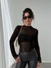 Autumn/Winter New Arrivals: Slim Fit Long Sleeve Mesh Turtleneck Blouse  Oversized Casual Top for Women