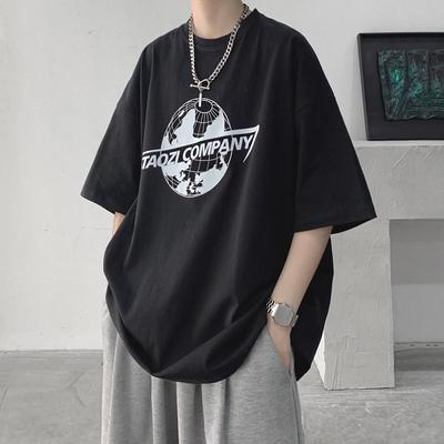 2024 Yaz Kısa Kollu Tişört Erkekler İçin Moda Beş İnç Kol Çok Yönlü Rahat Bol Öğrenci Yarım Kollu Tişört Günlük Moda Baskılı Üst