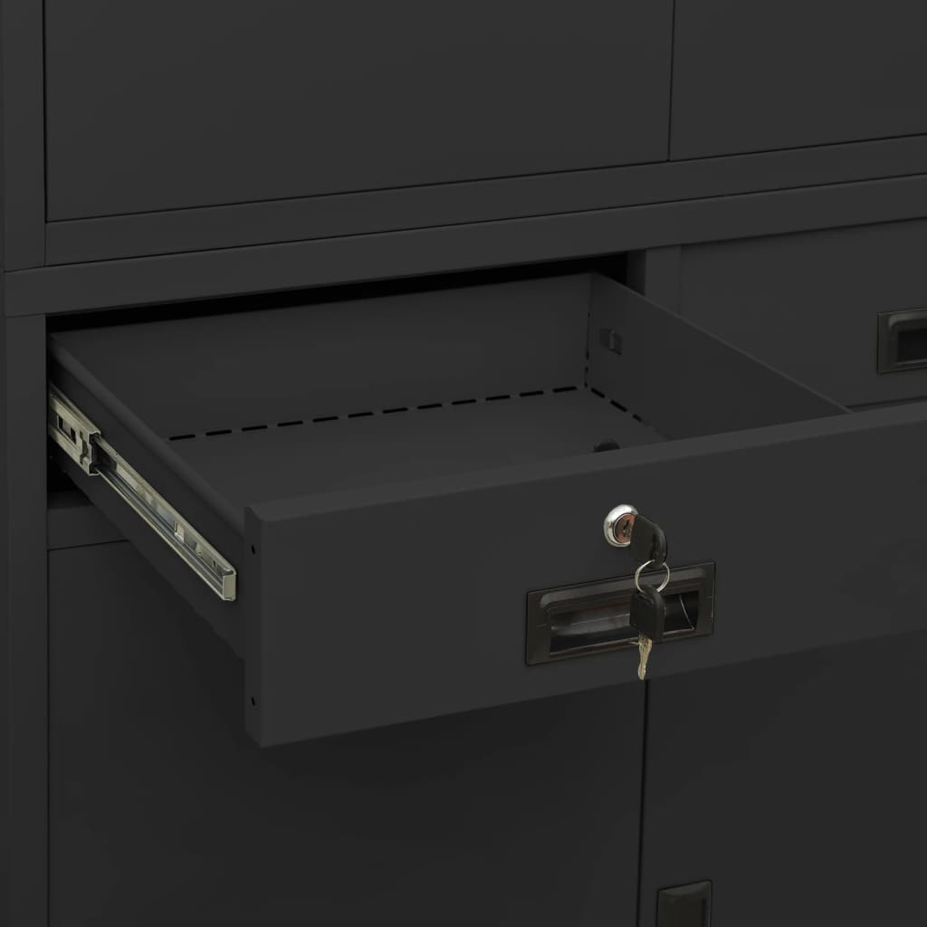 Office Cabinet Anthracite Grey 90 x 40 x 180 cm Steel
