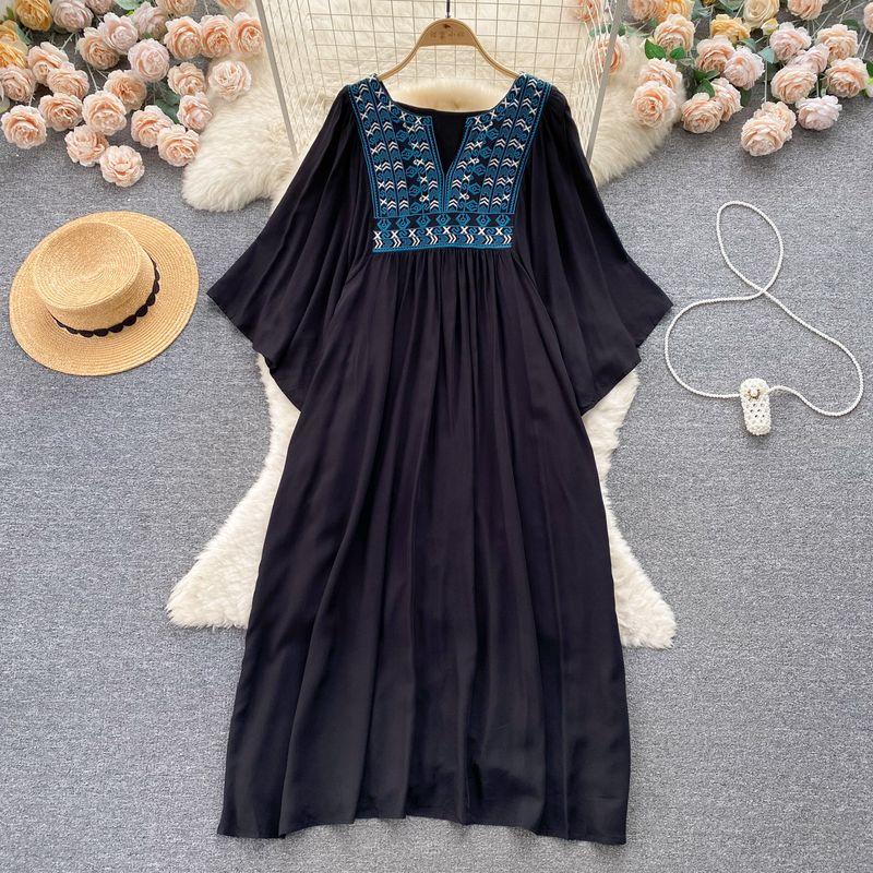 Women's Clothing Plus Size Ladies Ethnic Style Retro Slimming Dress