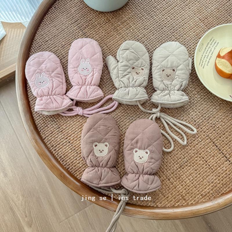 1 Pair Kid Cute Cartoon Animal Ski Gloves Winter New Warm Fleece Lined Waterproof Mittens with Neck Strap Lanyard for Boys Girls