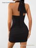 European & American Sexy Waist-Cinched Red Halter Bodycon Dress for Women