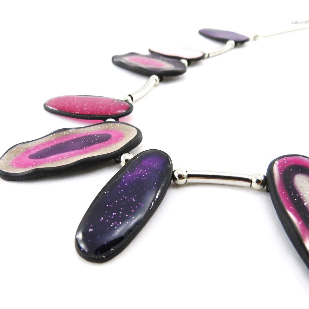 NOA [J2157] - Collier Créateur 'Coloriage' rose violet