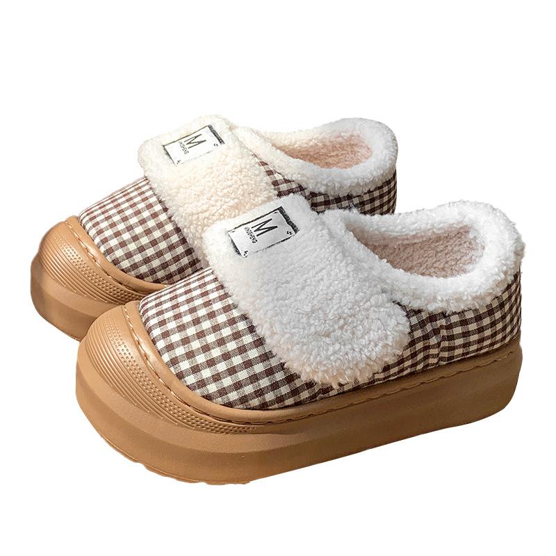 

Универсальная модная плюшевая верхняя хлопковая обувь осень и зима новая утолщенная домашняя теплая сумка на липучке и хлопковые тапочки 40-41 (suitable for 39-40) кофейный