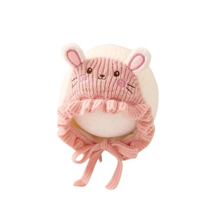 Gorro de Lana para Bebé Recién Nacido con Protección para las Orejas - Lindo Diseño de Conejo Tejido para Otoño/Invierno
