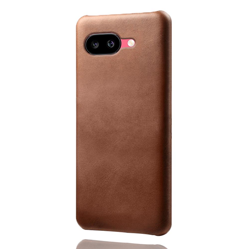 

For Google Pixel 9a Case Calf Texture PU Leather Hard PC Protective Phone Cover Brown