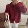 Lazy Single-breasted Solid-color Knitted Sweater Women's Cardigan Autumn and Winter Wear Loose and Thin Top Jacket