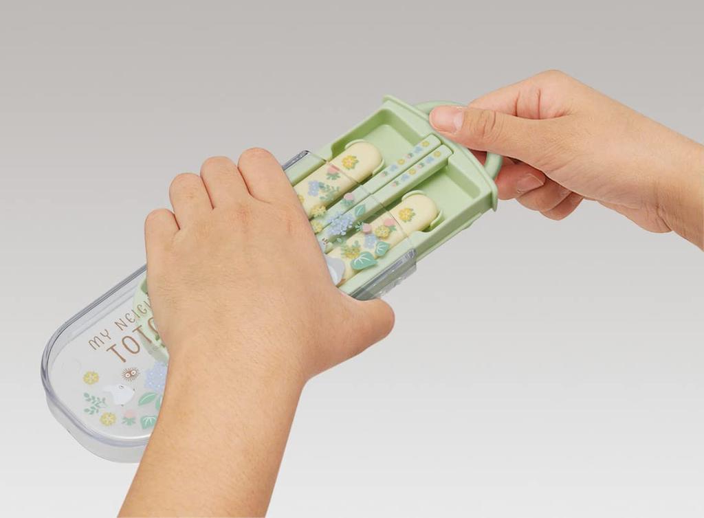 Skater Antibacterial Slide Trio Set Perfect for Lunch and and Sanpomichi Made In Japan Children's (TACC2AG-A) - Boxes, Chopsticks, Spoon, Fork,