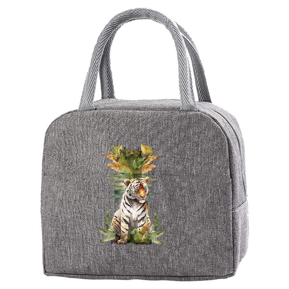 Portable Food Insulation for Traveling Jungle Tiger Letter Printing Box Picnic Waterproof Oxford Zipper Insulation Lunch Bag