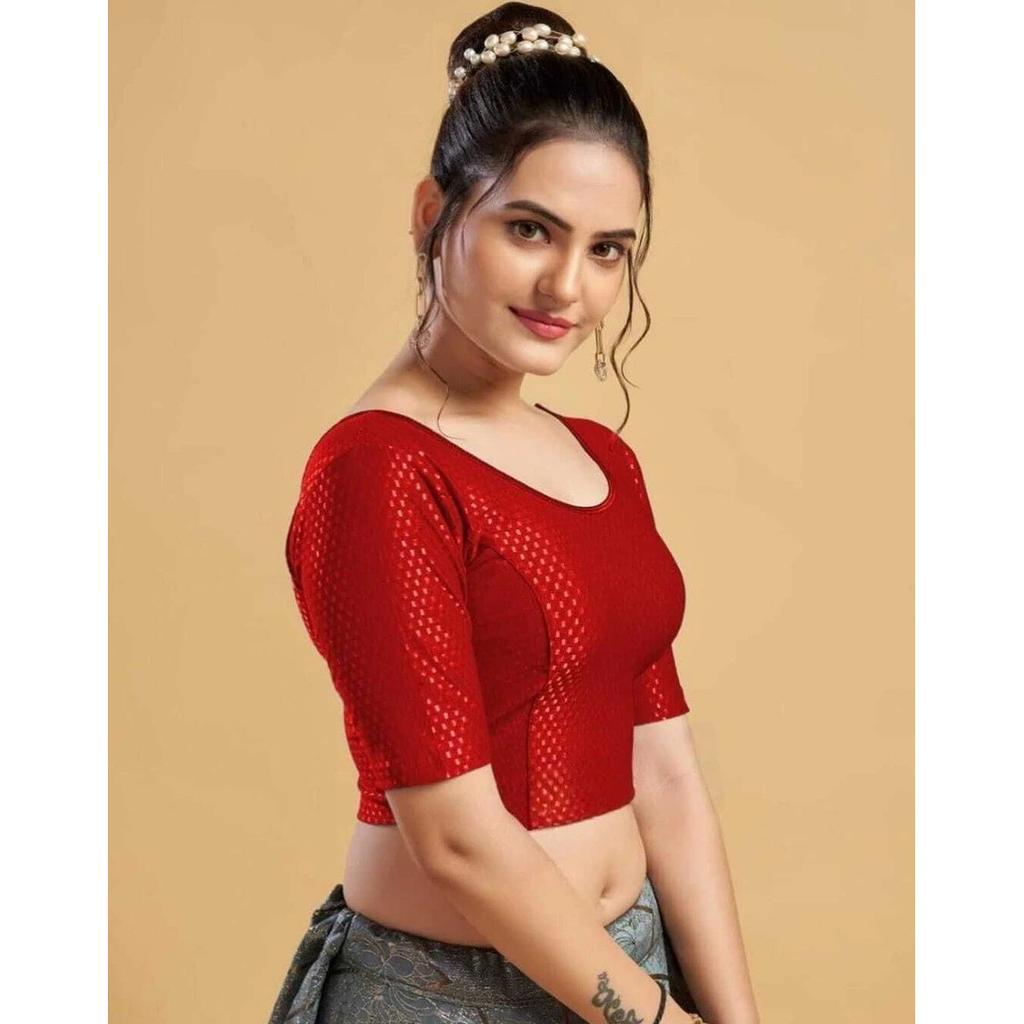 Cotton Blend Women's Casual Wear Blouse Indian Designer Half Sleeves Choli