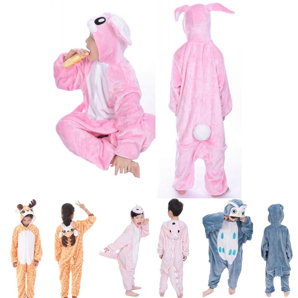 Entzückender Tier-Flanellpyjama für Kinder mit gemütlichem Onesie-Schlafanzug mit Taschen