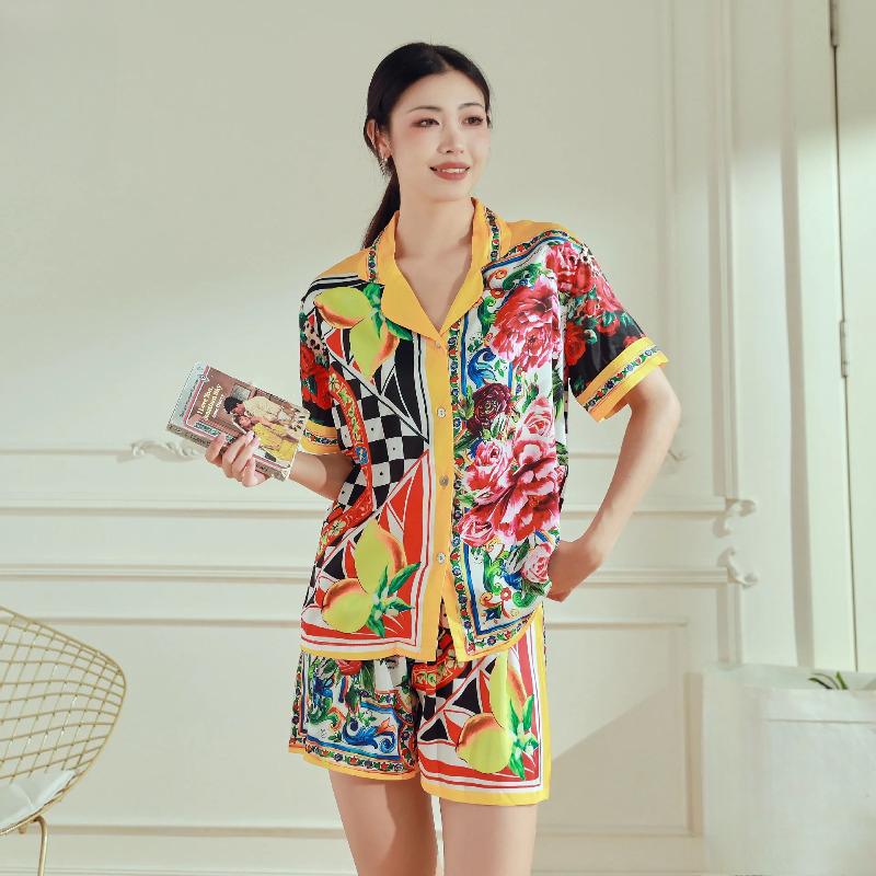 Pajamas, Women's Cartoon Printed Suit, Short Sleeved Shorts, High-end Home Clothes, Worn for External Wear