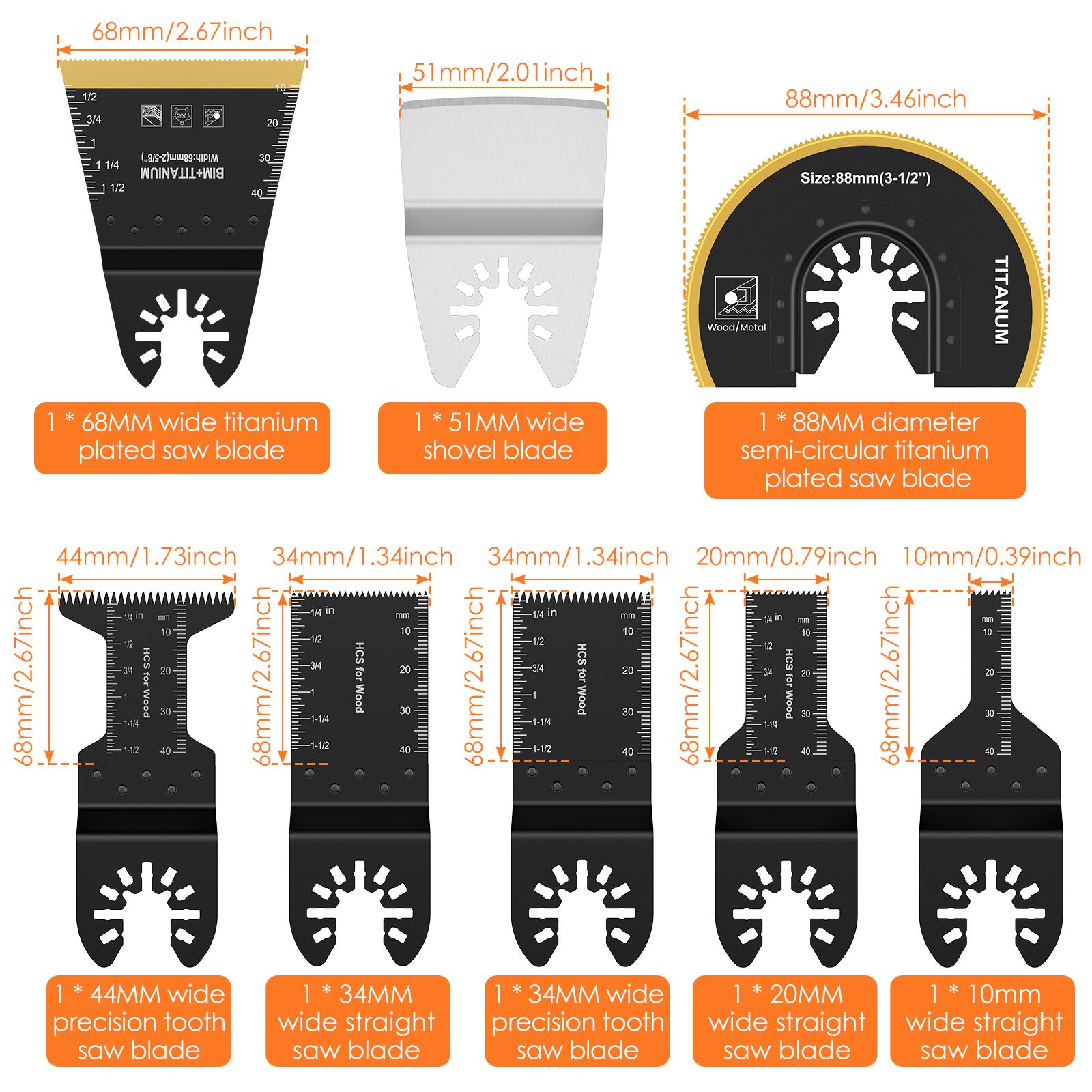 

8/16/24/48 Набор лезвий для осциллирующей пилы Многофункциональные лезвия для инструмента Осциллирующее лезвие для пилы Реноватор Многофункциональное лезвие для резки по дереву, металлу, пластику Wood Cutting