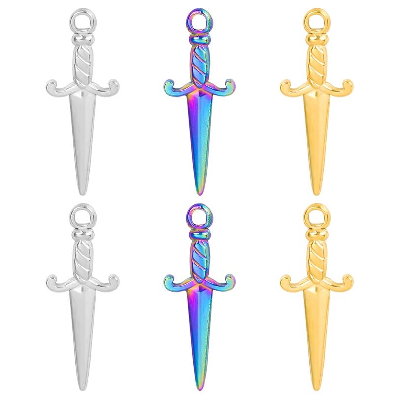 6pcs Mixed Stainless Steel Sword Charms For Jewelry Making/Materials To Make Bracelets Earrings Pendant Charm DIY Keychain Bulk