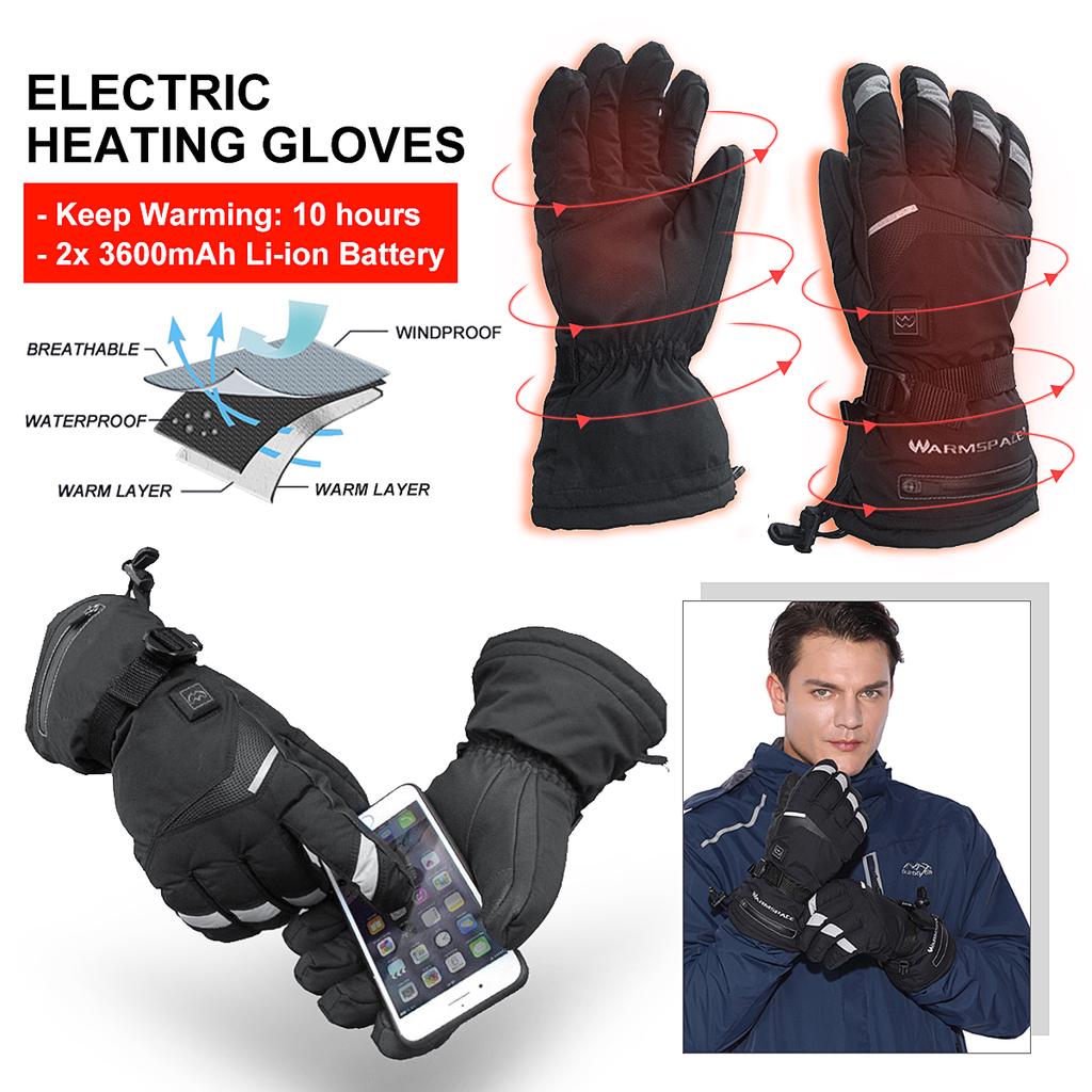 2x Winter Motorcycle Full Finger Gloves Touch Screen Thermal Ski Windproof Black