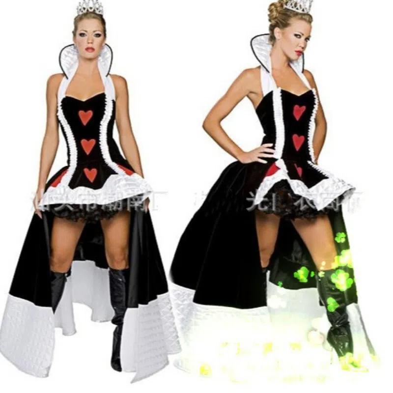 Rotes Herz Königin Kostüm Cosplay Für Frauen Verkleidung Halloween Kostüm Für Erwachsene Karneval Party Anzug