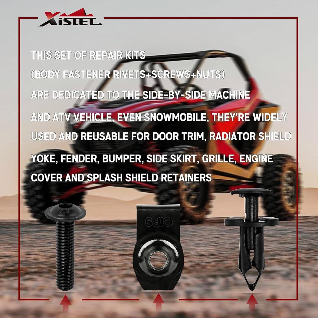 Xislet Set Of 30Pcs Body Panel Torx Screw 7519650, U-Type Flat Nut 7547674, Plastic Fastener Rivets 7661855 Compatible With UTV ATV Polaris Ranger