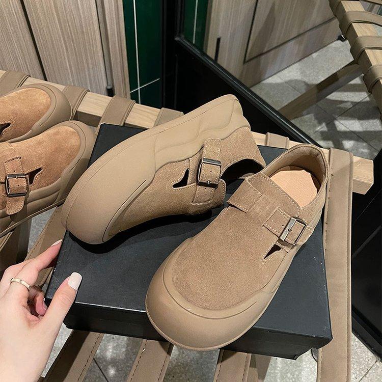 It'S So Comfortable~ 4Cm Flat-Bottomed Casual Single Shoes With A Big Head And Comfortable Loafers For Women