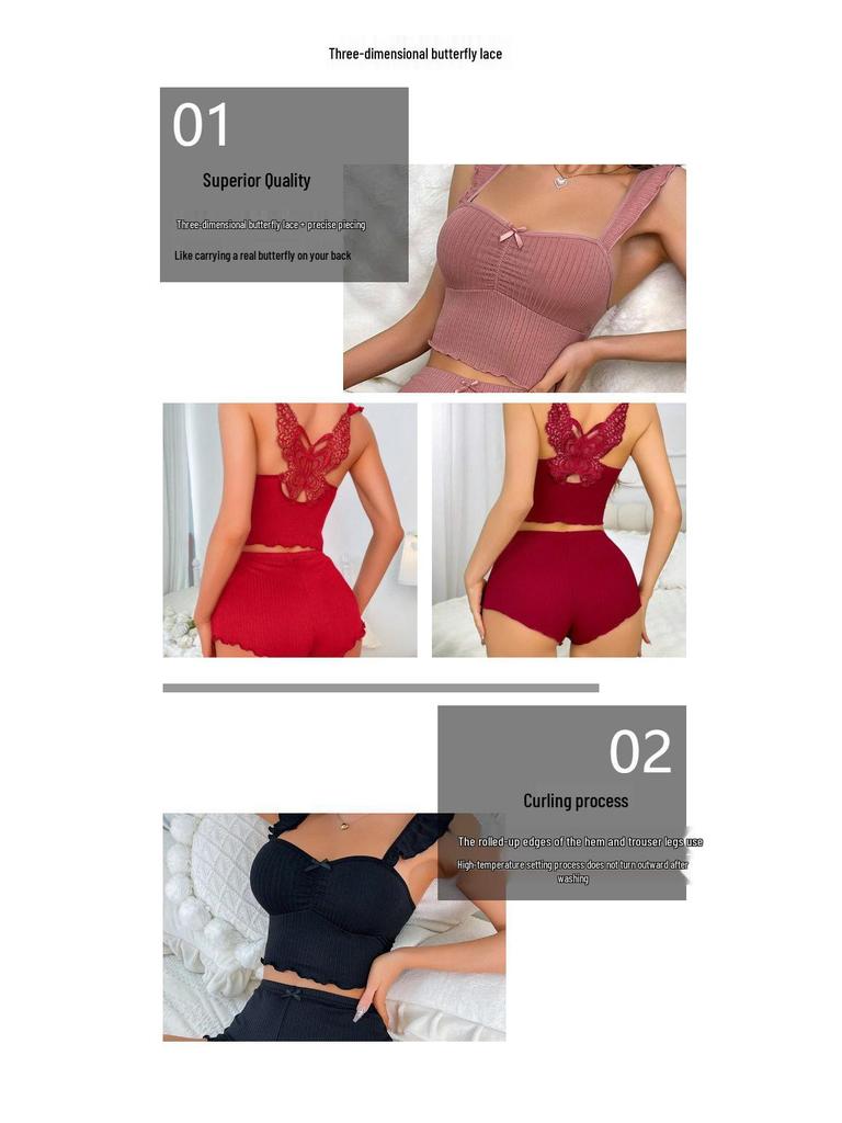 Cross-Border Women's Butterfly Pajama Set - Fashionable, Slimming, Sexy Home Wear