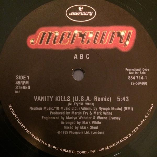 

12-дюймовая пластинка ABC - Vanity Kills 8847141 Mercury 1986 США Рок Б/У