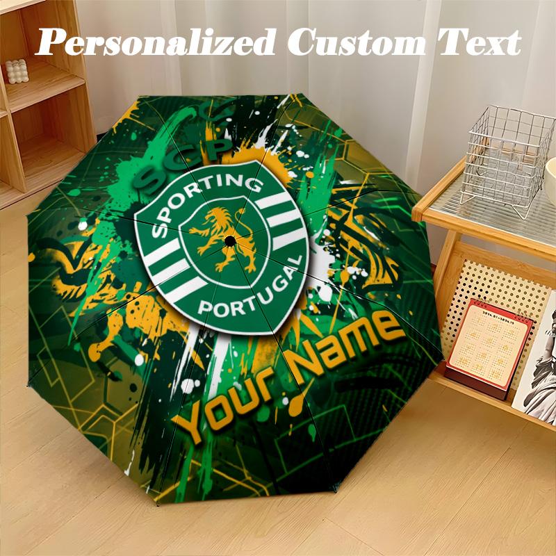 8 Rib Auto Folding Umbrella Sporting CP Print Custom Name Text Portable Rain Gear