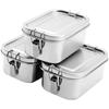 Set of 2 Rectangular Food Containers | Stainless Steel Storage Boxes with Airtight Locks | Freezer- and Dishwasher-Safe & Odor-Proof | 550ml | Eco-Fri