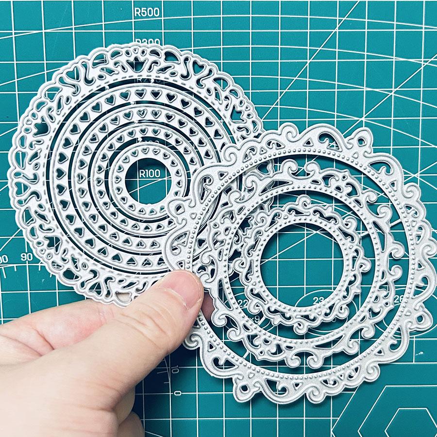 2pcs/set Round Lace Frame Background Metal Cutting Dies Scrapbooking Making Cards Decorative Embossing Crafts
