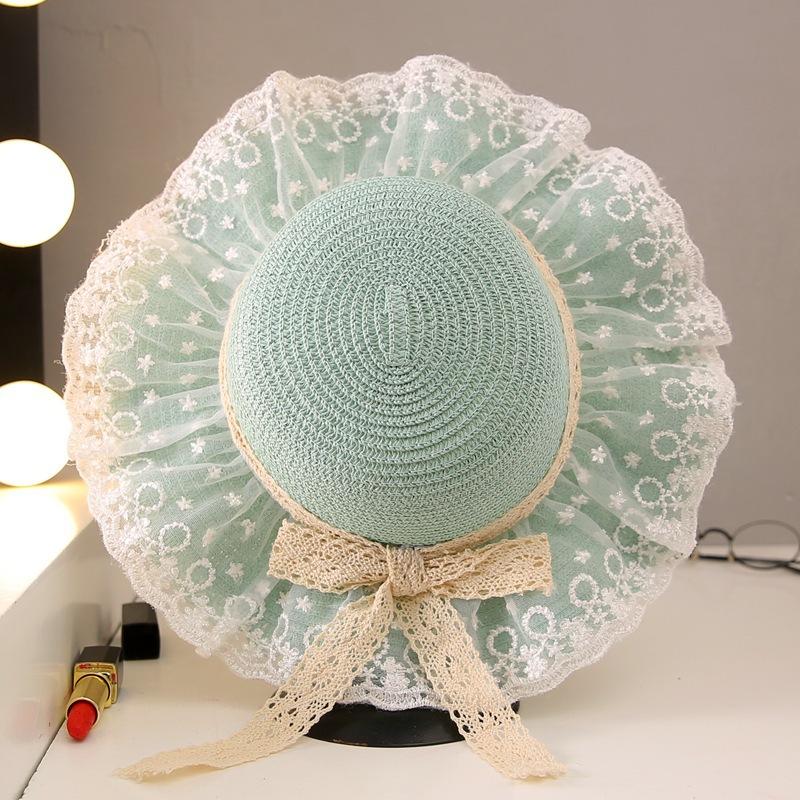 Fashionable New Children's Straw Hat with Large Brim Sun Protection and Sunshade Hat, Beach Lace Hat