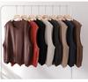 Knitted Vest Women's Spring and Autumn Solid Color Loose Round Neck Pullover Irregularly Stacked Vest Vest