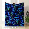 Blue Serpents with Tropical Leaves Design Flannel Blanket for Bedroom, Living Room, Sofa, and Nap Sofas