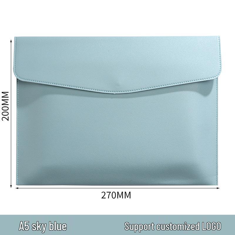 Custom Waterproof A4 Leather Document Folder with Snap Button for Business - Thickened File Bag with Logo Printing