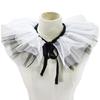 Vintage Ruffle Fake Collar Victorian Black White Tulle Shawl Necklace for Women