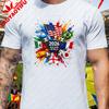 Usa Patriotic Country Flag Soccer T Shirt Unisex Vintage Burst Art Football Supporter Fan Casual Daily Trendy Streetwear Top
