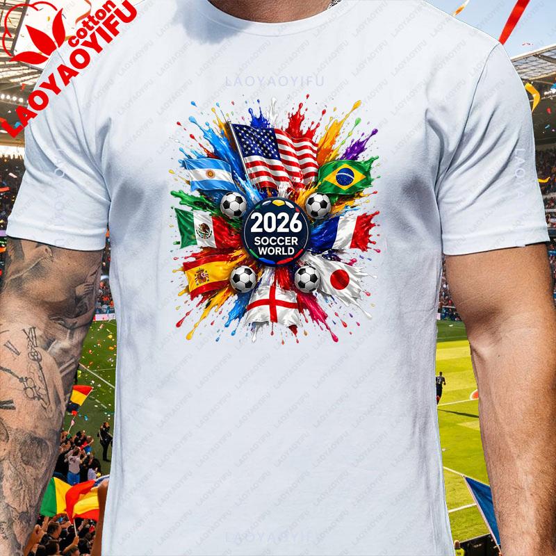 Usa Patriotic Country Flag Soccer T Shirt Unisex Vintage Burst Art Football Supporter Fan Casual Daily Trendy Streetwear Top