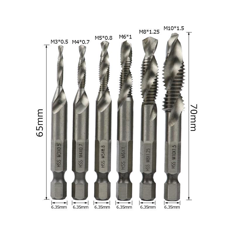 Multi-purpose High-Speed Steel Hex Shank Spiral Tap Drill Bit
