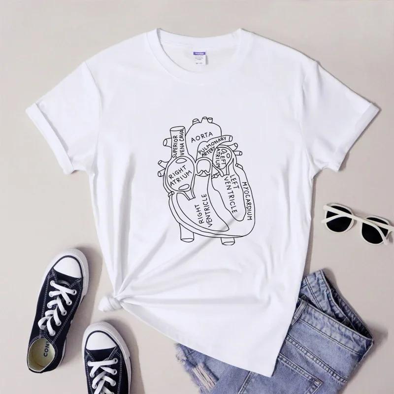 Minimalist Anatomical Heart Aesthetic Cardiologist Nursing Tshirt Funny Anatomy Graphic Adult Harajuku Sleeve Aesthetic Clothes