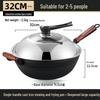 Zijin Heshi 32CM Flat Bottom Cast Iron Wok with Steel Lid (2-Pack)