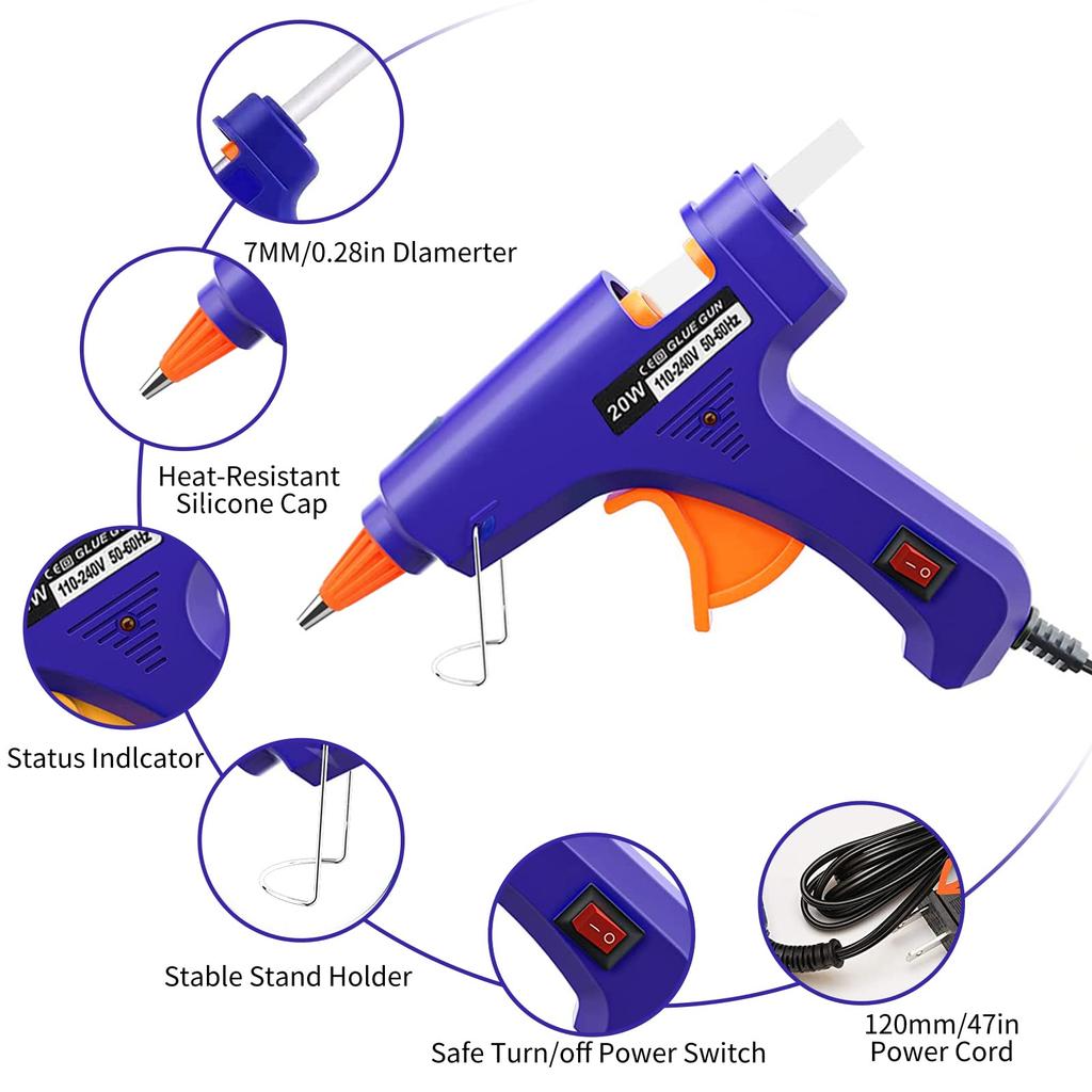 20W Hot Melt Glue Gun Household Industrial Mini Guns Electric Heat Temperature Tool Use 7mm Glue Sticks