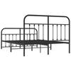 Vidaxl Metal Bed Frame with Headboard and Footboard, Black, 140X200Cm