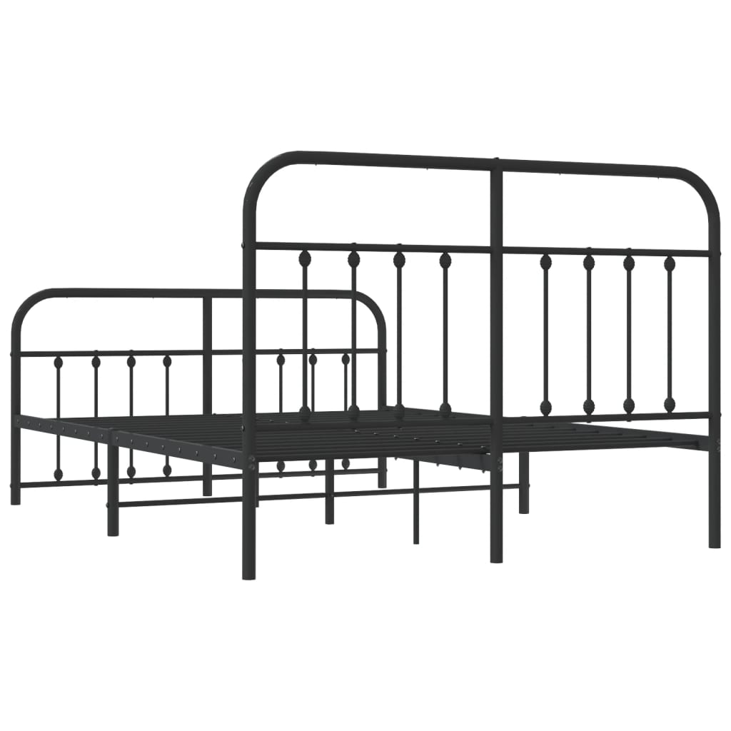 Vidaxl Metal Bed Frame with Headboard and Footboard, Black, 140X200Cm